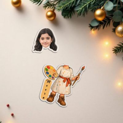 Personalized Artist Bobblehead Caricature   Custom Name Acrylic Standee with Battery Powered Shaking Head  Girls Room Creative Desk Decor & Gift for Kids & Art Lovers